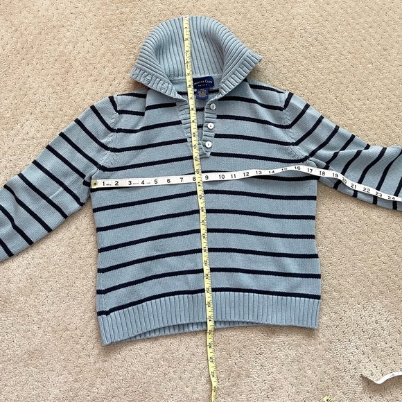 CHARTER CLUB Women’s Light Blue/NavyBlue Striped ButtonTurtleneck Sweater-SizeSP - Picture 5 of 5